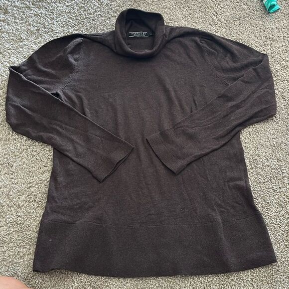 Peruvian Connection Brown Pima Cotton knit neck Sweater women’s large - Picture 1 of 5